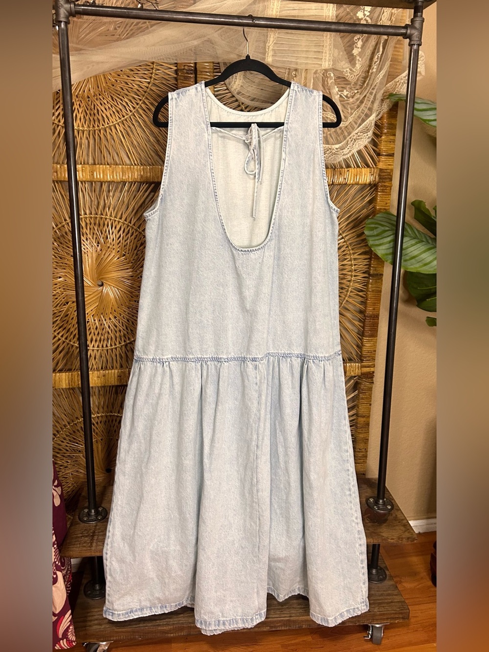 ASOS drop waist denim dress size 16 with low back - Picture 8 of 9